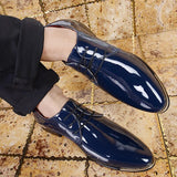 Big Size New Shoes for Men Patent Leather Casual Shoes Fashion Retro Pointed Toe Dress Shoes Comfortable Leather Wedding Shoes