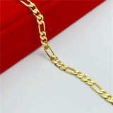 Link Chain Bracelets For Men Women 24k Gold Plated 4mm Figaro Men's Bracelet Wristband Pulseira Homme Vintage Jewelry Party Gift