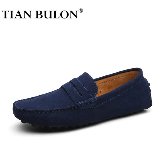 Handmade Suede Leather Mens Shoes Casual Luxury Brand Men Loafers Italian Breathable Driving Shoes Slip on Moccasins Men Zapatos