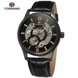 2023 New FORSING Men&#39;s Mechanical Watch Black Fashion Casual Manual Wrist Stainless Steel Watch Band