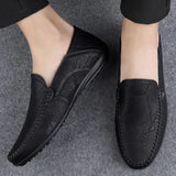 Genuine Leather Men Shoes Luxury Brand  Casual Slip on Formal Loafers  Moccasins Italian Black Male Driving 2023