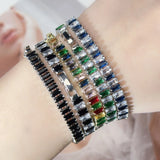 Adjustable Crystal Tennis Bracelets for Women Men Colorful Zircon Folding Buckle Chain Bangle on Hand Party Sexy Fashion Jewelry