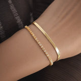 Trendy Tennis Copper with CZ Bracelets for Women Simple Stainless Steel Rope Figaro Short Chain on Hand Bangle Stacking Jewelry
