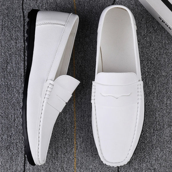 Summer Mens Casual Loafers Leather Loafer Shoes For Men Fashion Light Flats Man White Sneakers Slip-On Driving Big Size 38-47