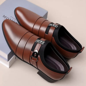 Classic Leather Shoes for Men Slip on Pointed Toe Oxfords Formal Wedding Party Office Business Casual Dress Shoes for Male