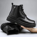 Leather Men's Boots Outdoor Fashion Men Martin Boots Non-slip Male Winter Shoes  Flexible Walking Shoes Black Free Shipping 2023