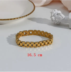 Luxury 18K Gold Plated Waterproof Wrist Bracelets for Women Stainless Steel Popular Watch Band Bracelets Jewelry Accessories