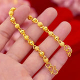 24k Gold Bracelet Gilded Buddha Bead Hollow 6mm Bracelet for Women's Wedding Gifts