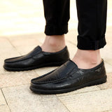 Genuine Leather Men Casual Shoes Luxury Brand 2022 Mens Loafers Moccasins Breathable Slip on Black Driving Shoes Plus Size 37-47