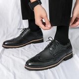 Handmade Mens Wingtip Oxford Shoes Grey Leather Brogue Men's Dress Shoes Classic Business Formal Shoes for Men Zapatillas Hombre