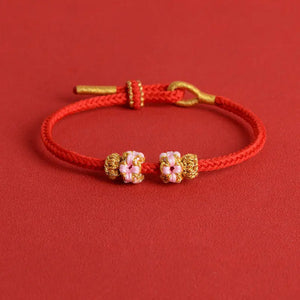 Hand-woven Peach Blossom Knot Red Rope Semi-finished String Gold Jewelry Accessories Men's and Women's Girlfriends Bracelet