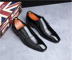 Men's Casual Business Shoes Microfiber Leather Square Toe Lace-up Mens Dress Office Flats Men Fashion Wedding Party Oxfords