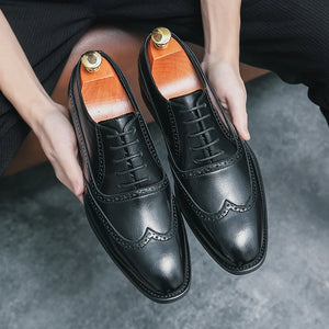 Black Oxford Shoes for Men Lace-up Square Toe Spring Autumn Handmade Men Dress Shoes Free Shipping Size 38-46