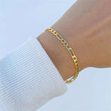 Link Chain Bracelets For Men Women 24k Gold Plated 4mm Figaro Men's Bracelet Wristband Pulseira Homme Vintage Jewelry Party Gift