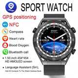 NFC Smart Watch Men Full Touch Screen Bluetooth Call GPS Track Compass IP68 Heart Rate ECG 1.5 inch Smartwatch For Apple Samsung
