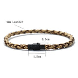 New Men Leather Bracelet Double Safety Magnet Buckle Handmade Braided Braclet Bangle Leisure Accessories Pulsera Hombre Jewelry