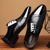 Casual Business Leather Shoes for Men Lace Up Pointed Toe Oxfords Formal Dress Shoes for Male Wedding Party Office Work Shoes