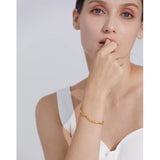 Yhpup New Design Metal Rock Texture Stainless Steel Gold Color Plated Statement Chain Bangle Bracelet Vintage Fashion Jewelry