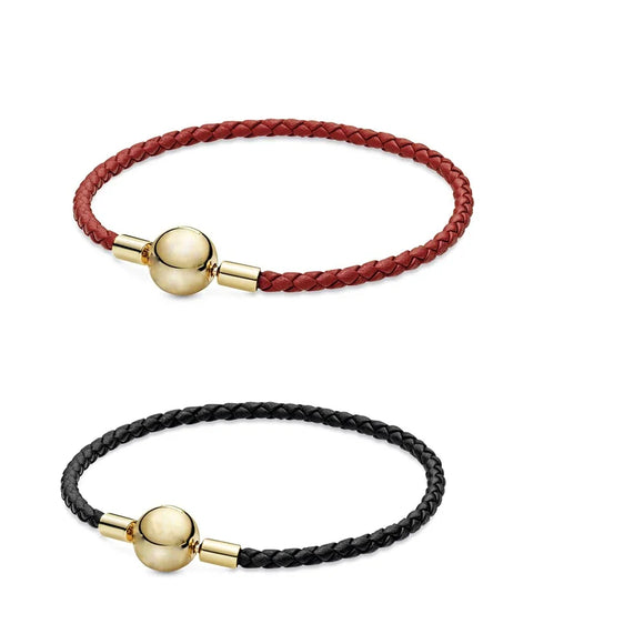 2020 Chinese New Year  Valentine's Day Style Shine Single Layer Red, Black Leather Bracelet DIY Animal Bead Original Jewelry