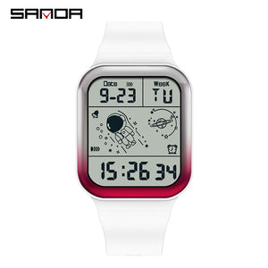 SANDA 6052 Top Brand Luxury Casual Watches Sports Pedometer Calories 50M Waterproof LED Digital Watch Military Men's Wristwatch