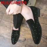 Fashion Luxury Dress Shoes Men Casual Mules Footwear Male Slip On Designer Rivet Shoes Party Loafers Big Size 38-47 Men's Shoes