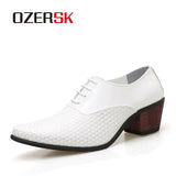 OZERSK Autumn Brand Fashion Men Office Shoes Mixed White Black Male Soft Leather Wedding Oxford Shoes Pu Leather Men Dress Shoes