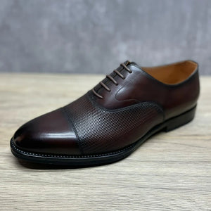 Italian High-End Leather Men's Shoes Oxford Shoes Lace-Up Pointed Leather Shoes Embossed Leather Trendy Men's Shoes