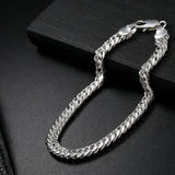 New 925 Sterling Silver 18K Gold charms 6MM Geometry Chain Bracelets for Women Men Fashion Wedding party Gifts Fine Jewelry