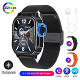 AMOLED Screen Smart Watch 485*520 HD Pixel Compass GPS Motion Track Fitness Watch AI Voice Bluetooth Call Smart Watch Men Women