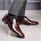 New 2023 Men's PU leather shoes new crocodile pattern man patent leather business shoes toe tips men dress shoes big size 38-48