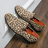 Leopard Print Loafers Slip On Men Casual Shoes Fashion Men Moccasins Flats Man Party Leop dress wedding Shoes Zapatillas Hombre