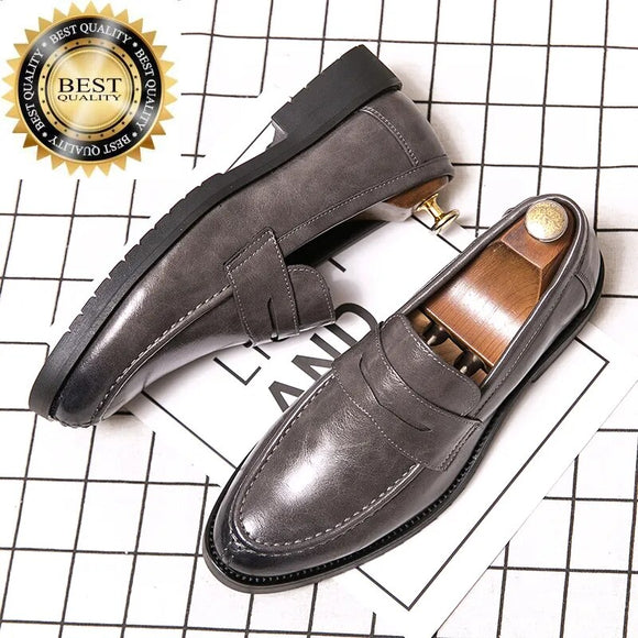 Shoes Brand Leather Mens Penny Genuine Elegant Wedding Party Casual Dress Black Brown for Men Loafers