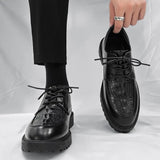 Black Business Casual PU Leather Shoes Male Fashion Black Men's Dress Shoes New Designer Antislip Platform Shoes for Men