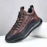 TAFN Winter New High Top PU Embossed Casual Style Sports Elastic Band Fashion Men's Shoes