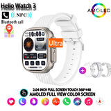 Hello Watch 3 Men Smart Watch Ultra AMOLED Screen Titanium Woman Smartwatch NFC Compass 4GB ROM For Android IOS PK HK8 PRO MAX