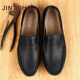 Italian Mens Shoes Casual Luxury Brand Summer Men Loafers Genuine Leather Moccasins Light Breathable Slip on Boat Shoes