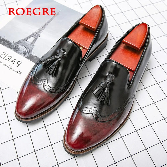 New British Style Men's Brogue Dress Shoes Loafers Oxford Classic Tassel Business Office Men Casual Shoes Formal Wedding Shoes