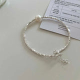 New Fashion Silver Colour Pearl Bracelet Sparkling Exquisite Simple Women Fine Jewelry Accessories Wedding Party Gifts