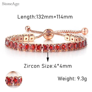 Chic Red Zircon Short Tennis Bracelet for Women Men Dazzling Crystal Adjustable Chain on Hand Fashion Jewelry Dropship Wholesale