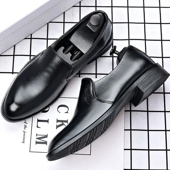 Mens Leather Dress Shoes Gentleman Formal Men Shoe Luxury Brand Casual Loafers Men's Social Autumn Wedding Elevator Shoes