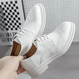 New Arrival White Shoes for Men Comfort Leather Derby Shoes Men Lace-up Casual Business Shoes Big Size 46 Dress Shoes for Men