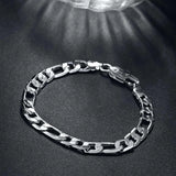 Hot classic 925 sterling Silver 18K gold color 8MM geometry Bracelets for man Women Fashion Party wedding Gifts fine Jewelry