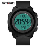 Sanda 6122 New Fashion Outdoor Sports Men Silincone Strap Waterproof Digital Movement Electronic LED Alarm Mode Wrist Watches