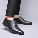 Men's Classic Retro Brogue Shoes Mens Lace-Up Leather Dress Business Office Flats Men Wedding Party Oxfords Zapatos Hombre