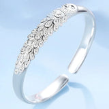925 Sterling Silver Peacock Opening Screen Bracelet Bangle For Women Fashion Party Wedding Accessories Jewelry Gift