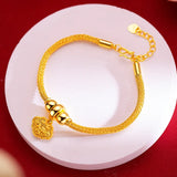 Fashion 18K Gold Bracelet for Women Little Bell Lady Bracelet 999 Gold Bangle Wedding Engagement Not Fade Fine Jewelry Gifts