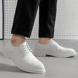 New Arrival White Shoes for Men Comfort Leather Derby Shoes Men Lace-up Casual Business Shoes Big Size 46 Dress Shoes for Men