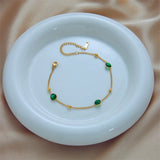 DIEYURO 316L Stainless Steel Jewelry Green Zircon Charm Bracelet For Women New Fashion Girls Wrist Accessories Wedding Gift