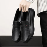 New White Leather Men Casual Shoes Luxury Brand Black Formal Dress Shoes Designer Men Loafers Breathable Slip on Driving Shoes