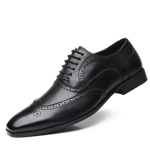 Men's Classic Retro Brogue Shoes Mens Lace-Up Leather Dress Business Office Flats Men Wedding Party Oxfords Zapatos Hombre